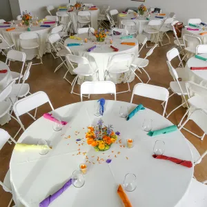 Private event setup in the Pritzlaff Conservation Center Gallery
