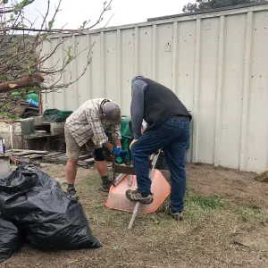 Richard Powell, Dennis Houghton, Repairing wheelbarrow, NPS Nursery