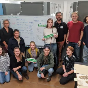 SBCC students participating in the WeDigBio curatorial work party in the herbarium