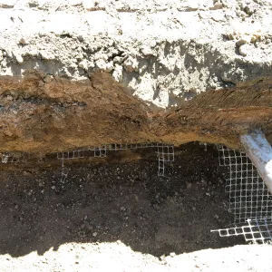 Depth of geotech fabric -Trenching at Hansen site for communications and electrical lines