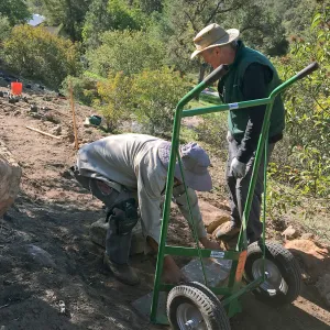 Building new trail on west slope of PCC ridge for new Island Section