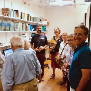 Matt Guilliams demonstrating in the herbarium, Behind the Scenes Pritzlaff Conservation Center Members Only Tour