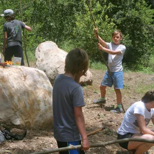 Volunteers helping with the Woodrat House Casita