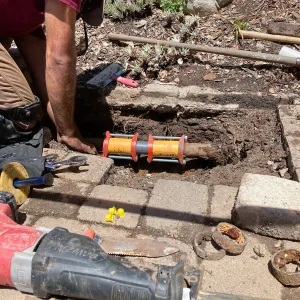 Domestic water pipe repair, east side of Meadow