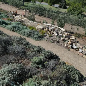 Stone steps under construction in the Island View Garden