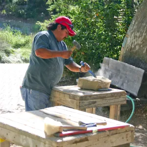 New stone paving at the Information Kiosk
