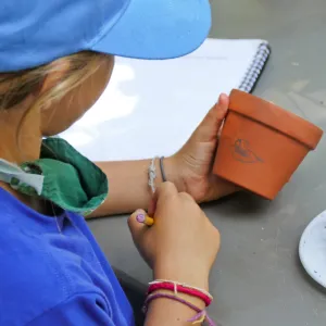 Acorn Adventurers Summer Camp, flower pot decorating activity