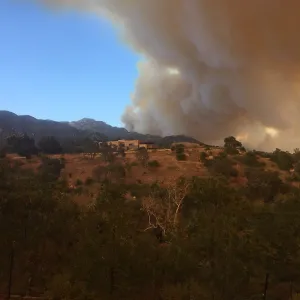 Smoke from the Thomas Fire over the Pritzlaff Conservation Center