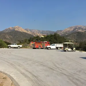 Fire truck stationed at SBBG during the Thomas Fire