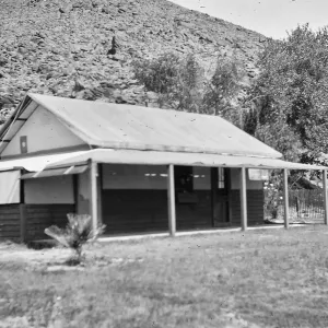 Palm Springs, building, fences, next to mountain