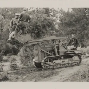 Moving a tree with tractor