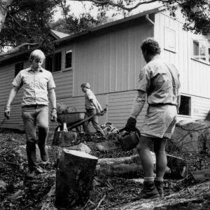 Grounds staff clearing the way for construction of new Home Demonstration Garden Deck