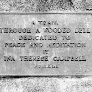 Dedication plaque, Ina Therese Campbell, Campbell Trail, SBBG