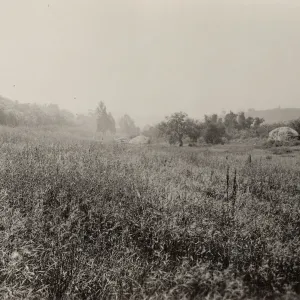Garden site in Mission Canyon, looking south, to entrance boulders and Blaksley Boulder, circa 1926
