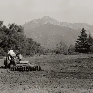 SBBG, Tractor discing the Meadow, 1953 Drought