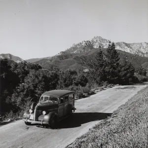 1930-40's old woody on Mission Canyon Road