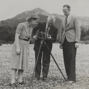 Dr. Mary Erickson, C.A. Harwell, Dr. F.T. Addicott, photographer in the Strawberry Meadow, SBBG