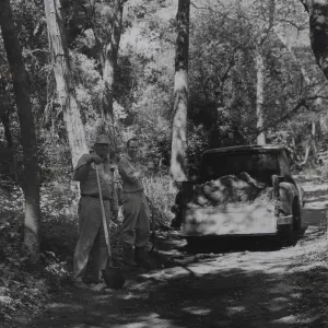 Joe Bregante and John Milton repairing canyon road