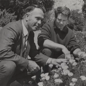 Warwick Watson and Ralph Philbrick with poppies
