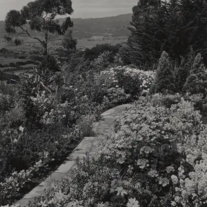 Garden Path, Hope Ranch, overlooking valley of Santa Ynez Mountains