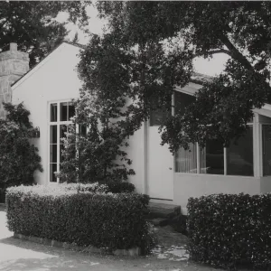 Blaksley Library before courtyard steps, after addition, 1961
