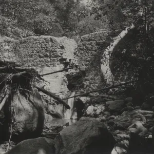 Mission Creek waterfall flowing below Mission Dam, circa 1926