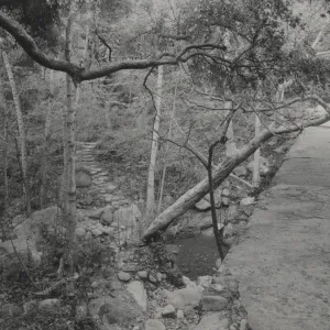 stone steps leading to pool below Mission Dam