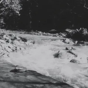 Mission Creek flood above Mission Dam, 1969