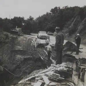 Mudslide along Tunnel Road, Mission Canyon, 1969
