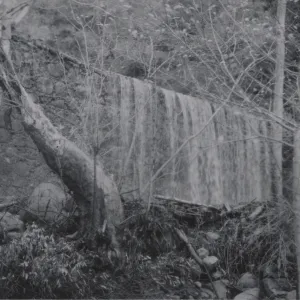Mission Creek waterfall on eastern edge of Mission Dam, 1952