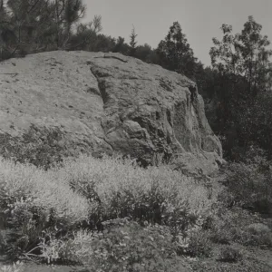 west side of entrance boulder, old Island Trail, 1930's