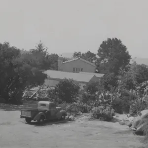 Blaksley Library, previous to relocation of the Lath house and Maintenance Shed