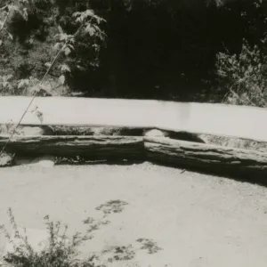 wood bench in Meadow View Garden