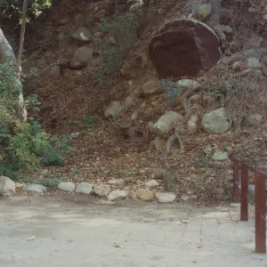 Old site of Levy Bench, moved due to danger of rockfall above bench