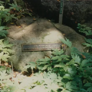 Mac and Julia Macleod, stone water basin with plaque, 1986