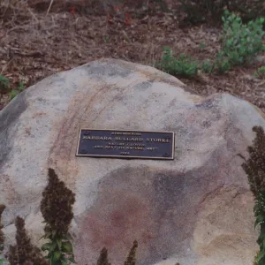 Barbara Bullard Storke Plaque on Boulder, 1984, Porter Trail