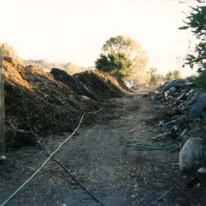 Mulch pile on ridge above Hort Unit that caught on fire and was removed