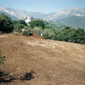 Mulch pile on ridge above Hort Unit that caught on fire and was removed
