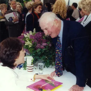 Carolyne Roehm chats with John Pritzlaff during the book signing at the Four Seasons Biltmore