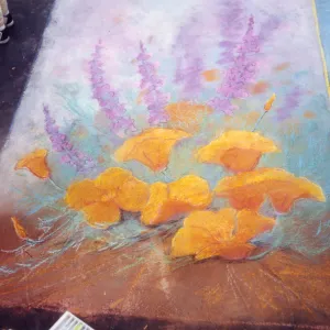 Pastel by Patricia Brown for SBBG, almost there - I Madonnari Street Painting Festival, Garden Square