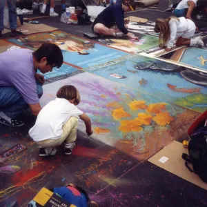 Pastel by Patricia Brown for SBBG, finished! - I Madonnari Street Painting Festival, Garden Square