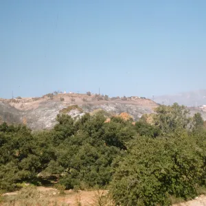 Coyote Fire aftermath, burned ridge west of Santa Barbara Botanic Garden