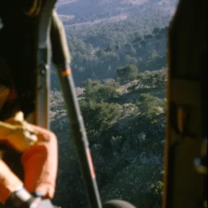 Santa Cruz Island from inside helicopter