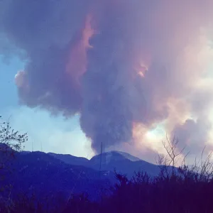 Coyote Fire 1964, smoke plumes over the Santa Ynez Mountains