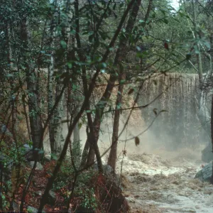 Torrential flooding of Mission Creek over Mission Dam