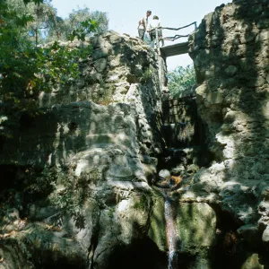 standing on the Mission Dam, Mission Creek waterfall and pool