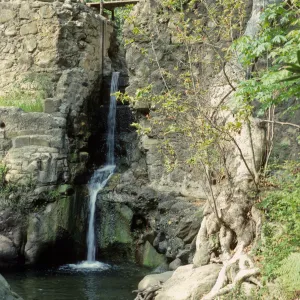 Mission Creek waterfall and pool below the Mission Dam