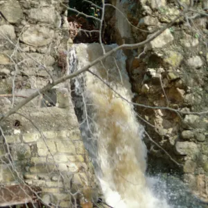 MIssion Creek waterfall below Mission Dam