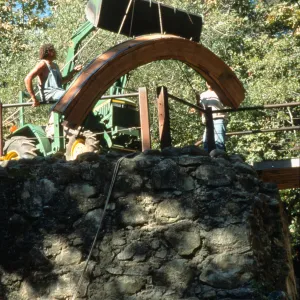 construction of the redwood flume, Mission Dam