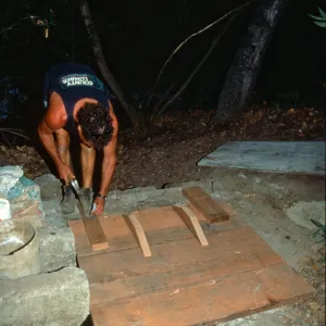 construction of the redwood flume, Mission Dam